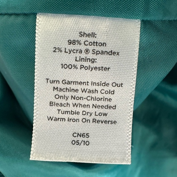 Talbots Emerald Teal Green Grace Corduroy Peplum Blazer Jacket Size 18 - Picture 7 of 7